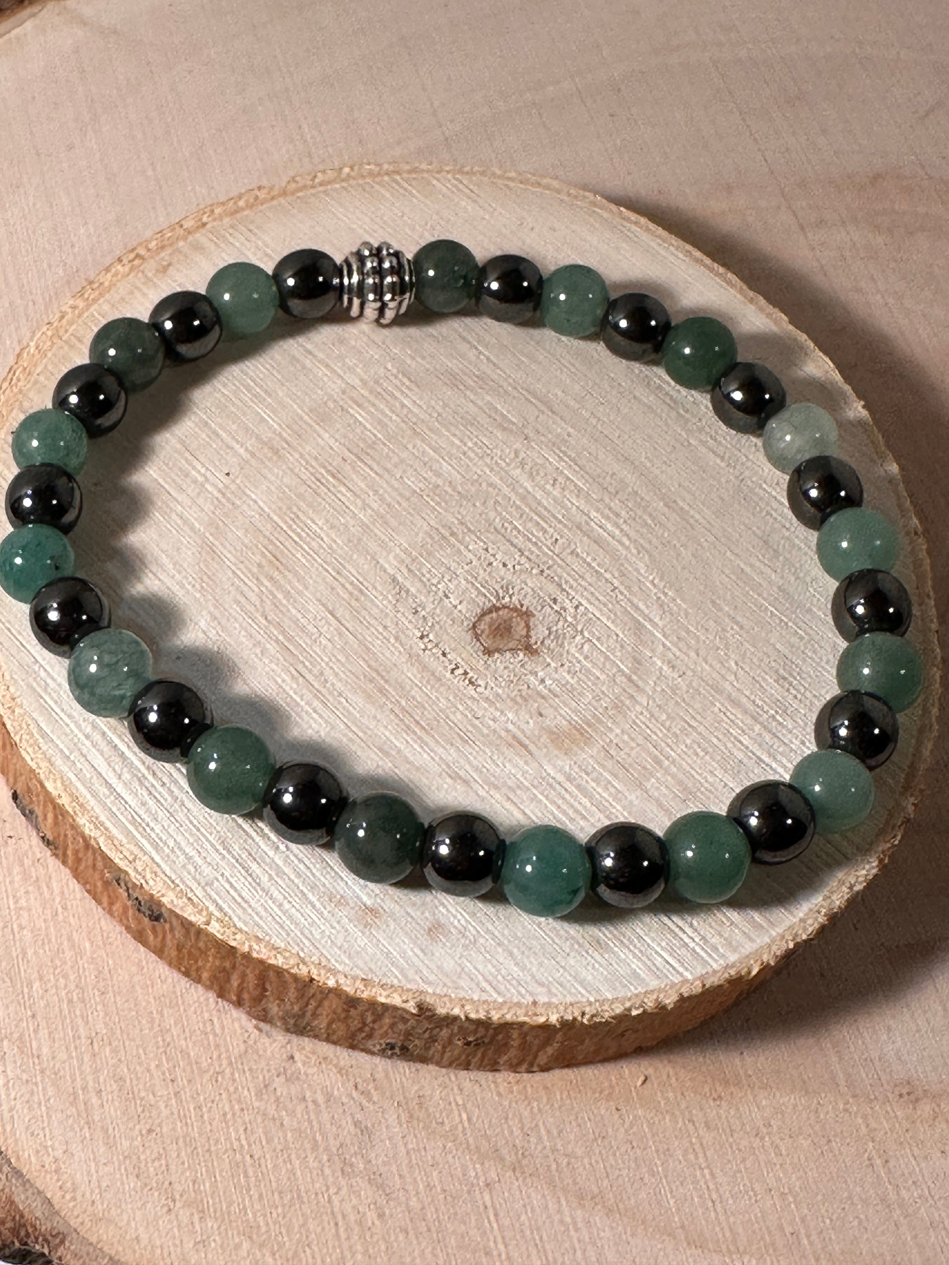 Green Aventurine & Hematite Abundance & Wealth Bracelet Healing Stones Energy Stones