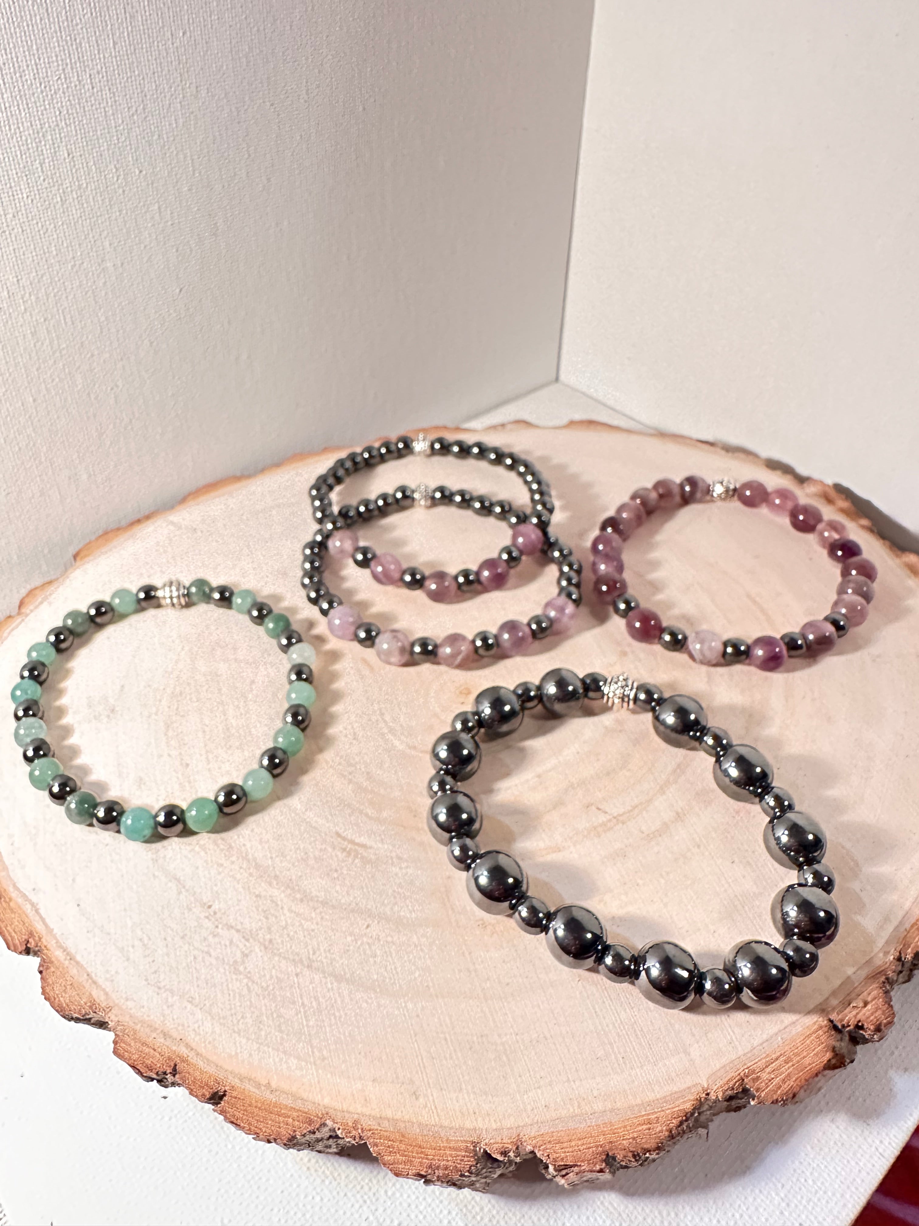 Amethyst & Hematite Serenity Bracelet  Healing Stones Energy Stones