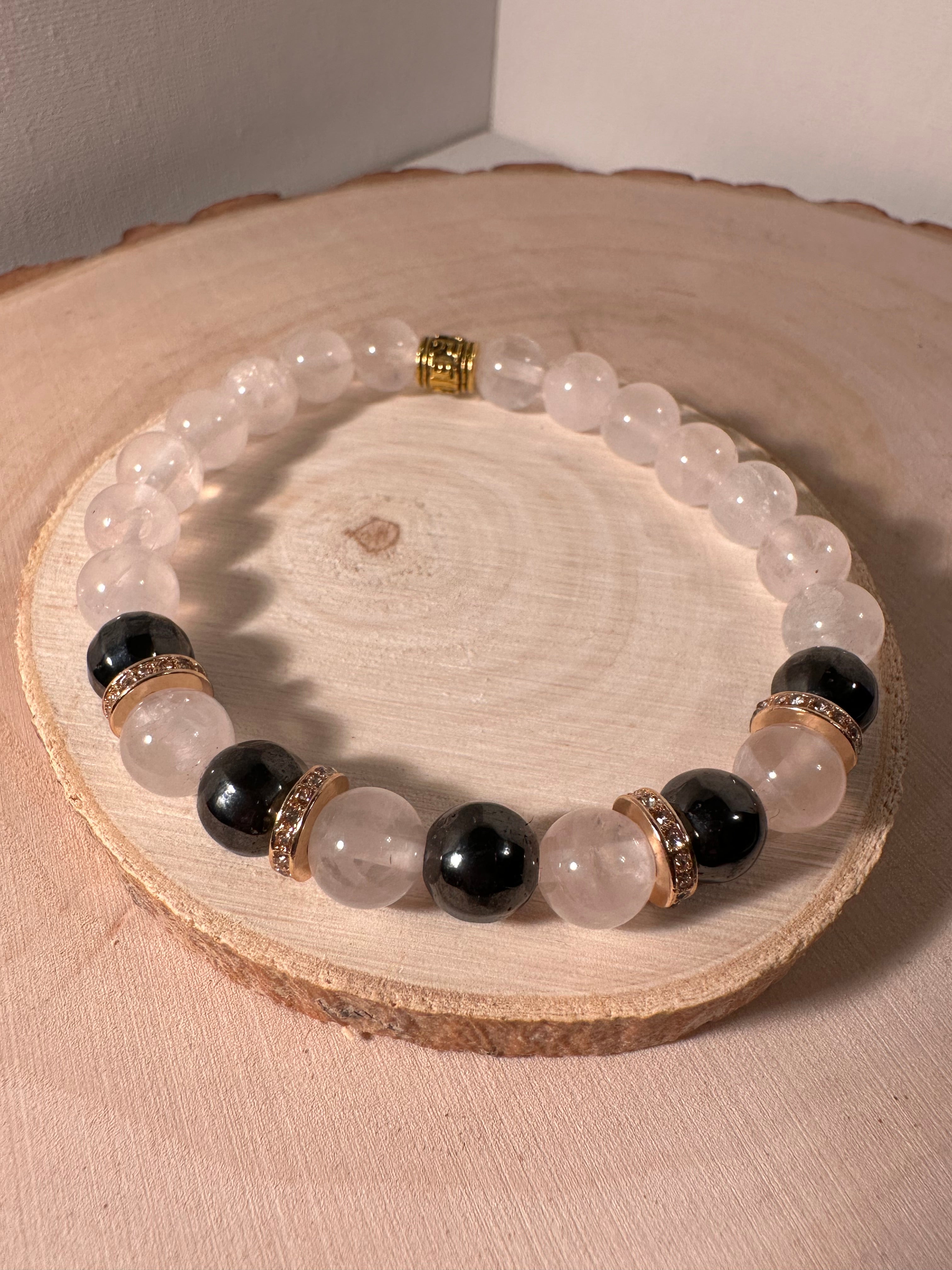 Rose Quartz & Magnetic Hematite Healing Bracelet Energy Stones