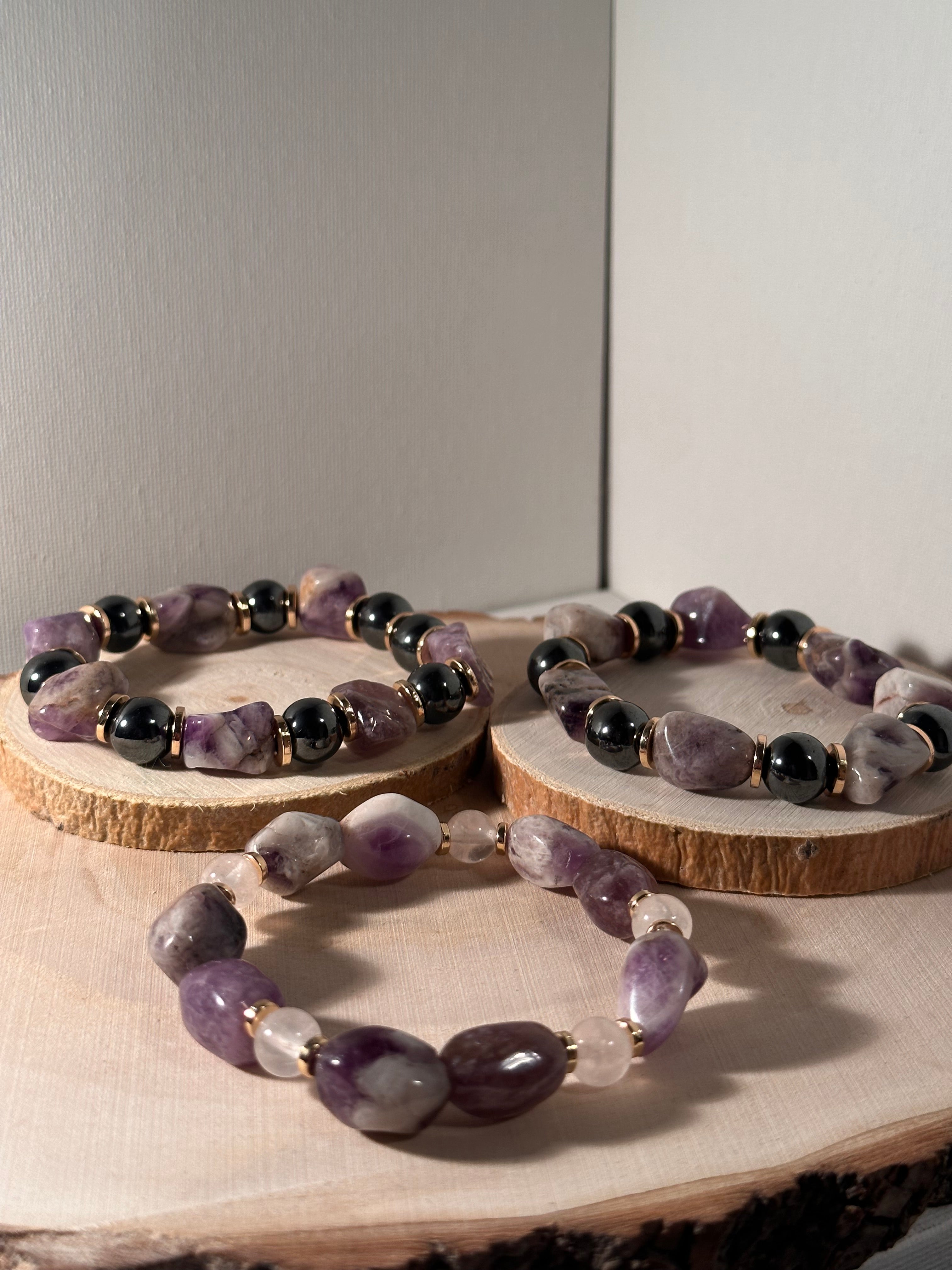 Amethyst & Hematite Serenity Bracelet Healing Stones Energy