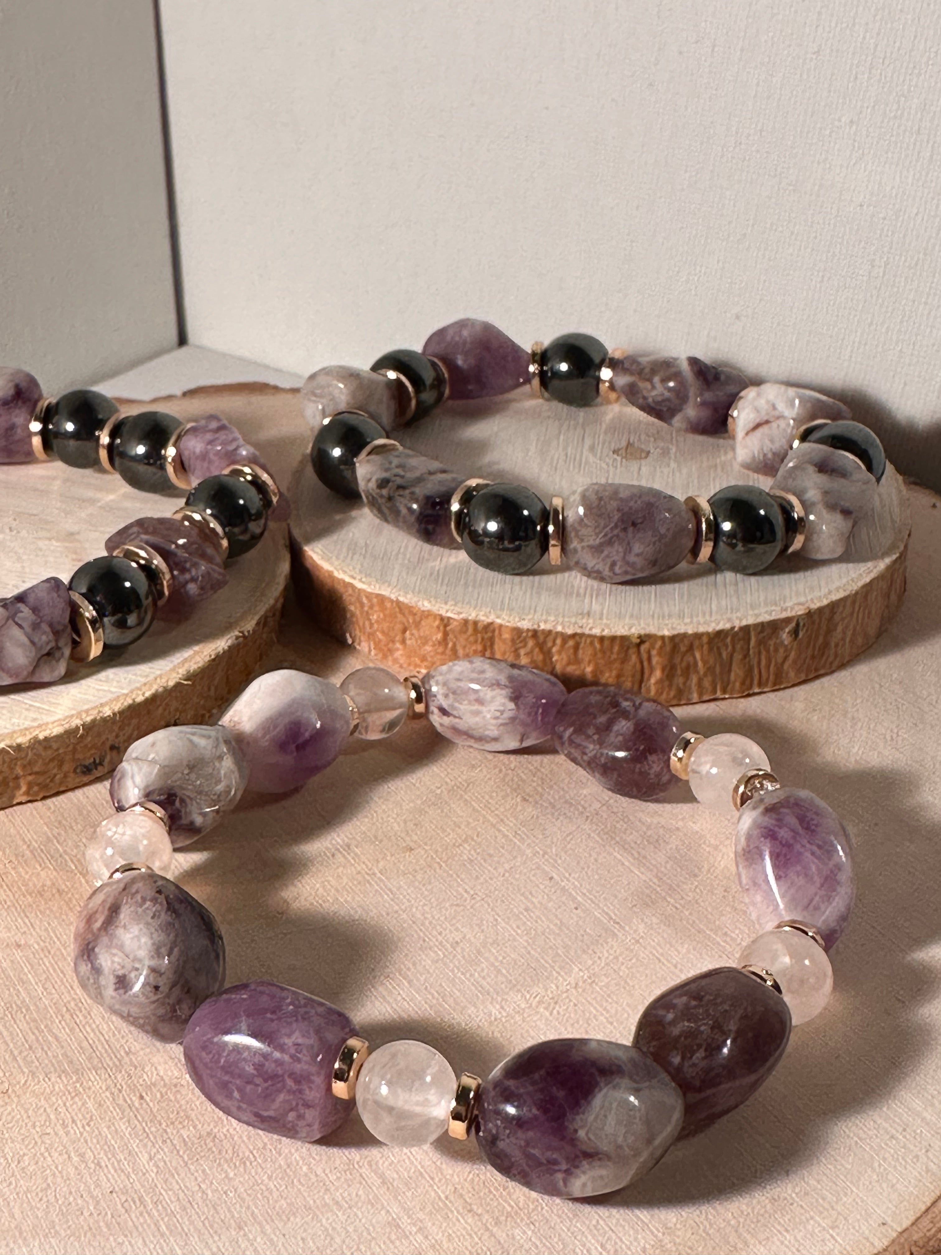 Amethyst & Hematite Serenity Bracelet Healing Stones Energy