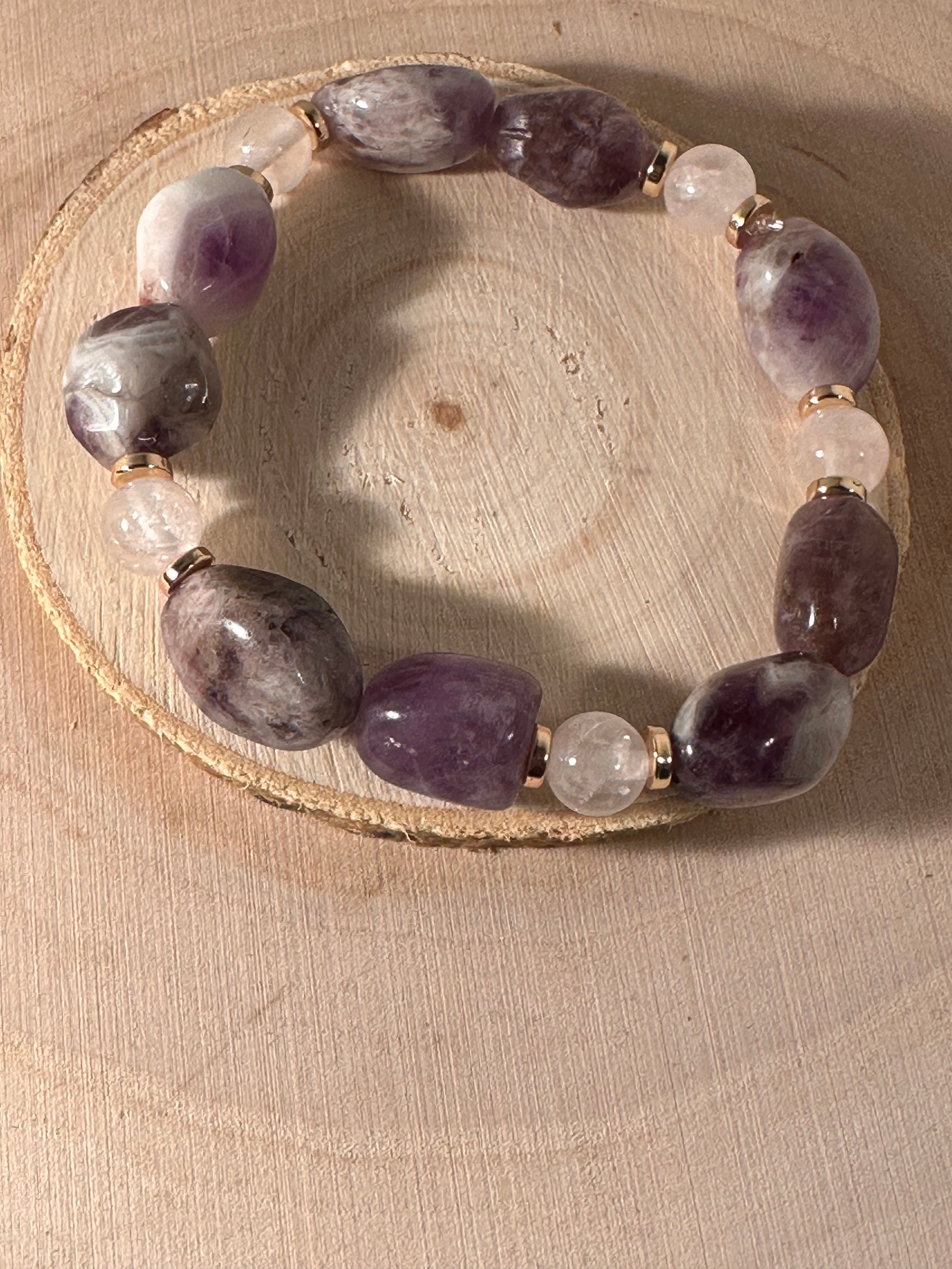 Amethyst & Rose Quartz Peaceful Unconditional Love Healing Bracelet Energy Energy Stones