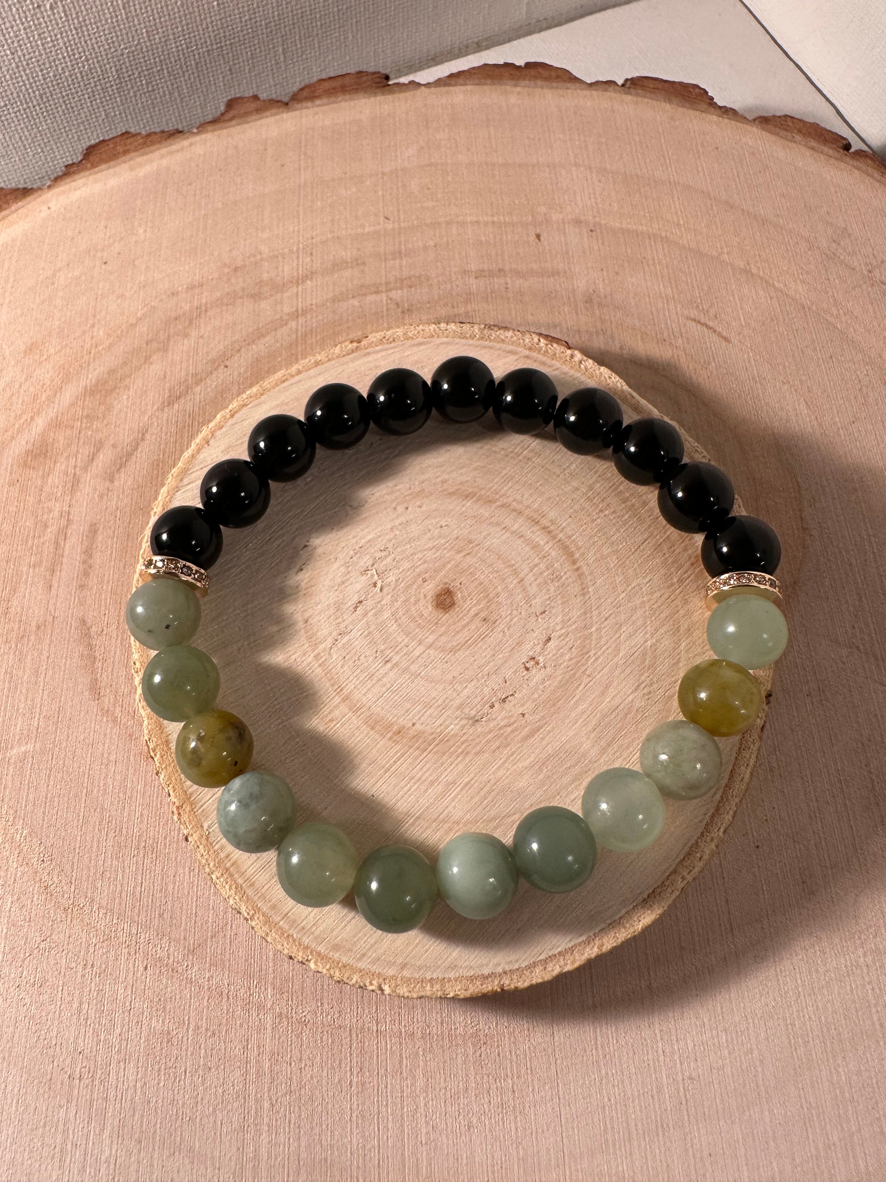 Amethyst, Jade, Rose Quartz & Rainbow Obsidian Healing Bracelet Energy Stones