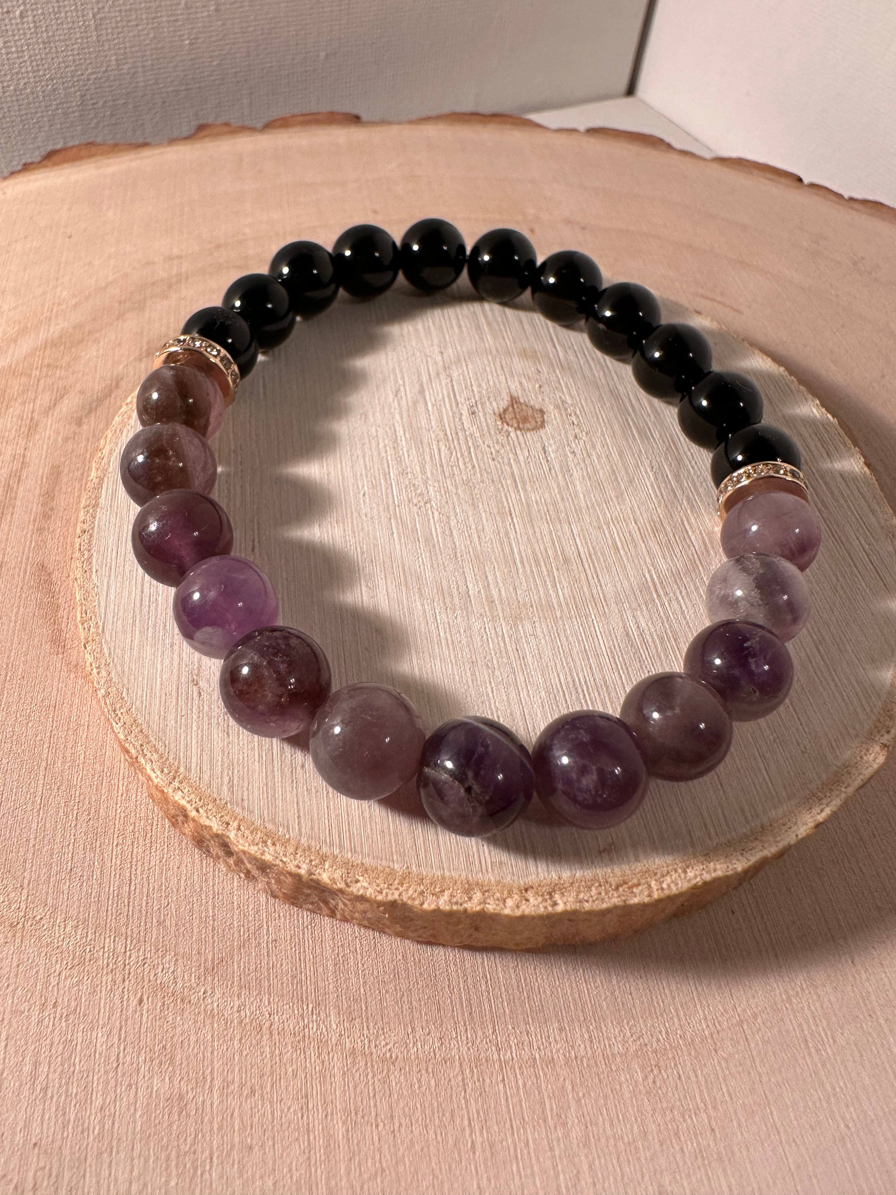 Amethyst, Jade, Rose Quartz & Rainbow Obsidian Healing Bracelet Energy Stones