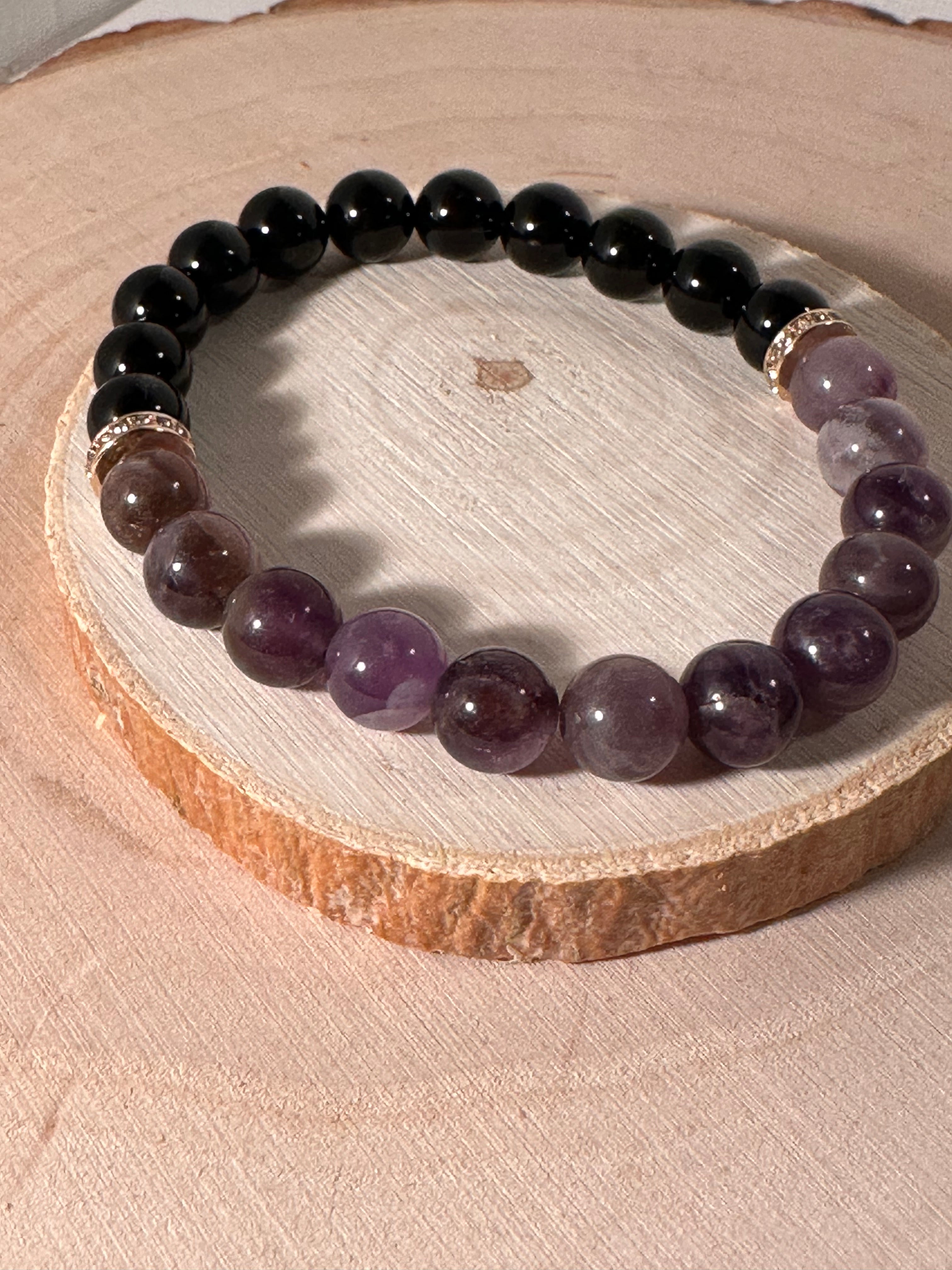 Amethyst, Jade, Rose Quartz & Rainbow Obsidian Healing Bracelet Energy Stones