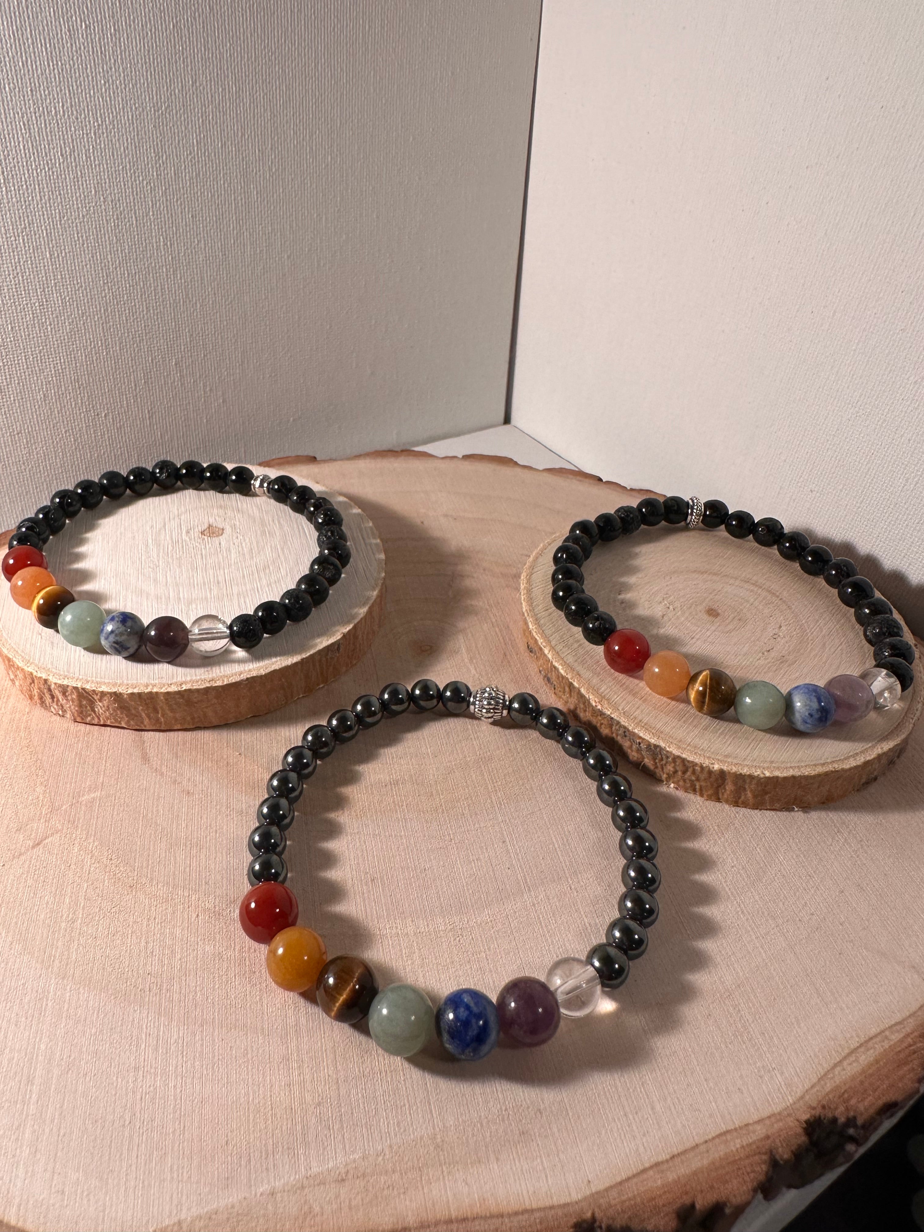 7 Chakra & Hematite Healing Bracelet Energy Stones