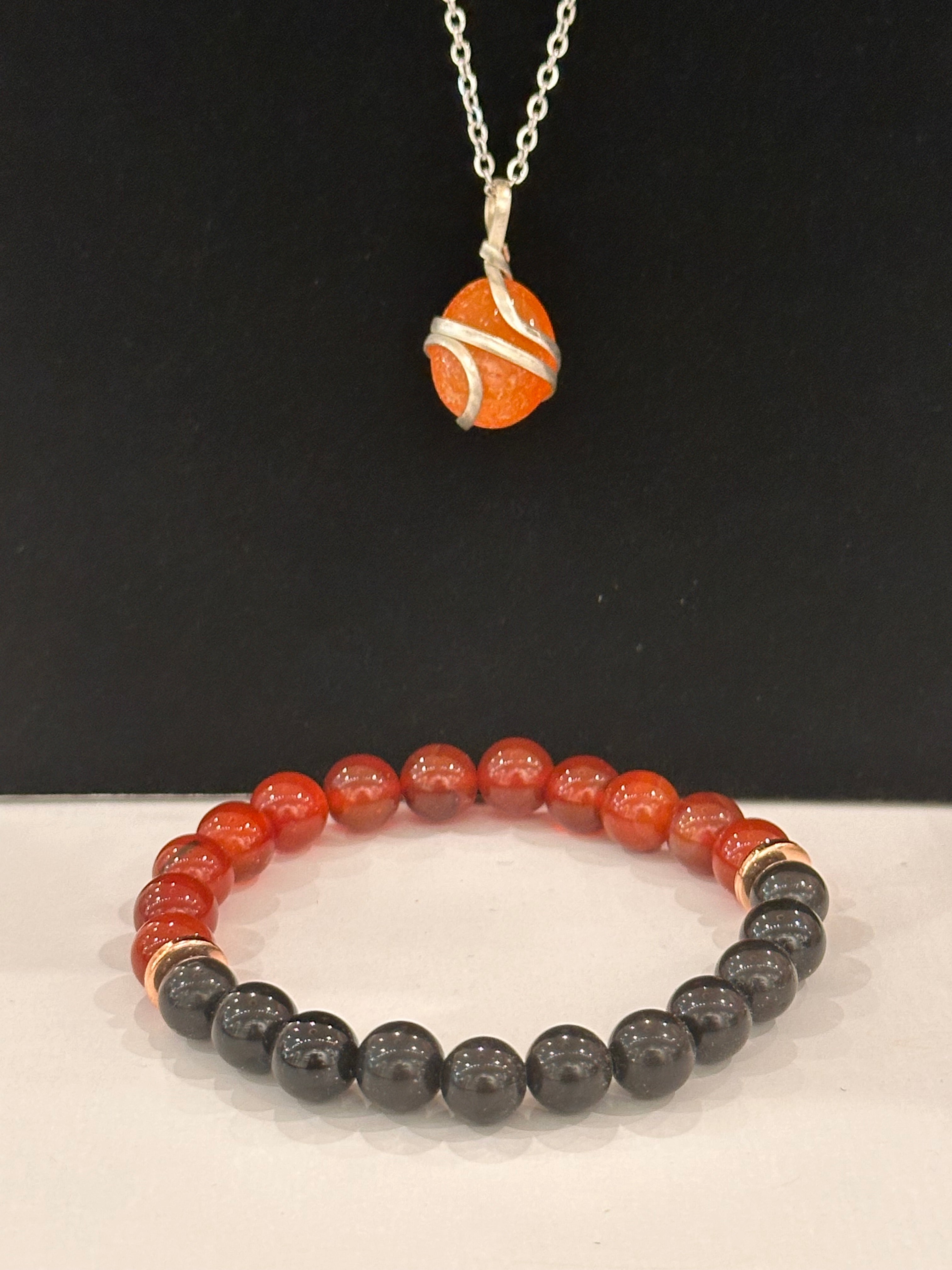 Bundle Set of Carnelian & Rainbow Obsidian