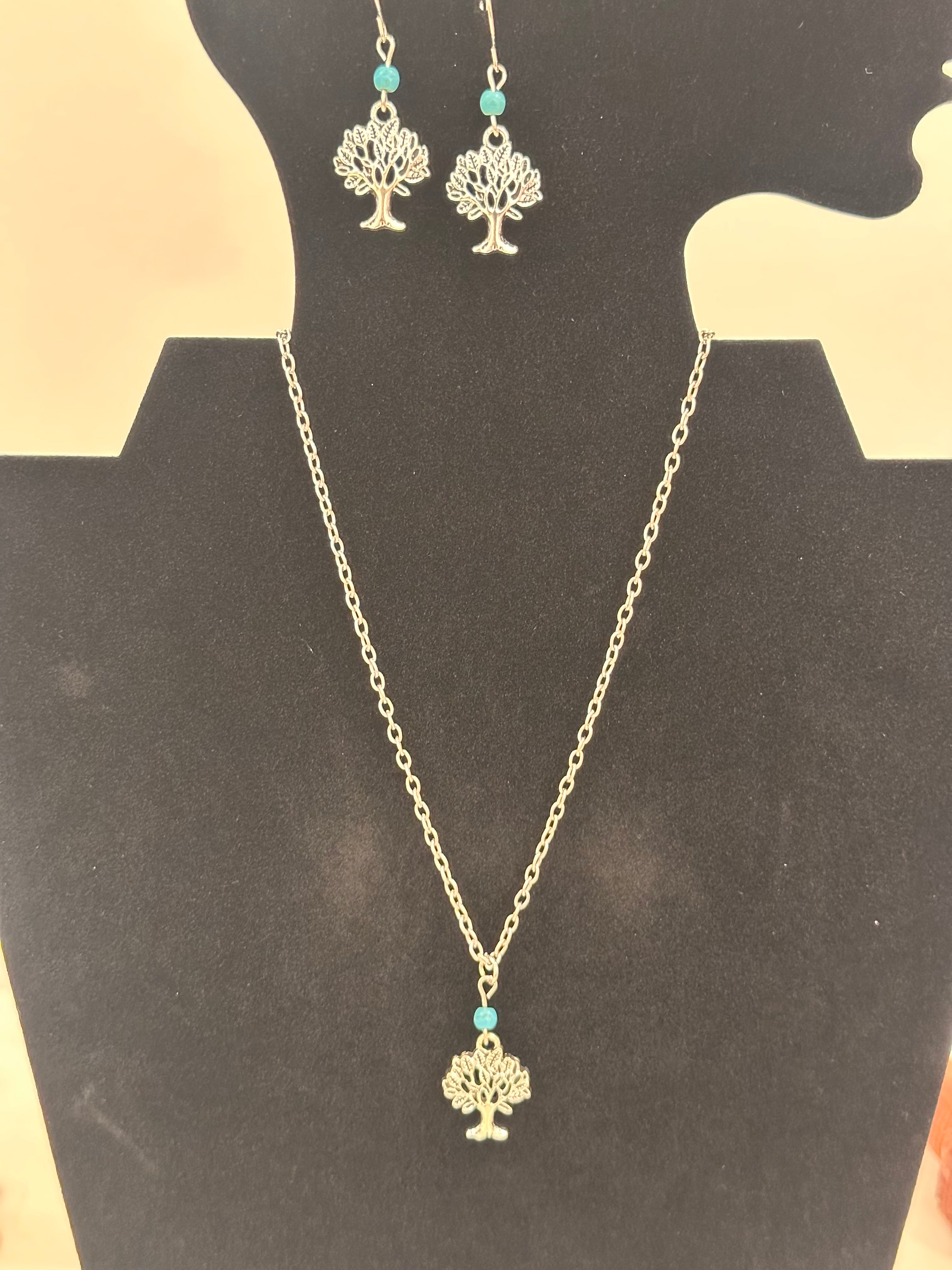 Stainless Steel Turquoise Earring and Pendant Necklace Set!