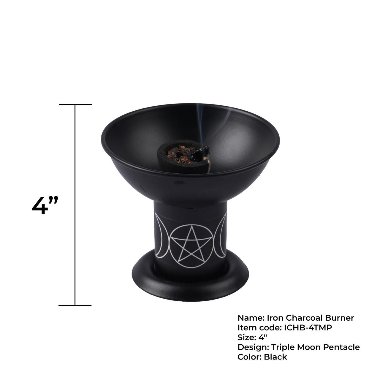 Iron Charcoal Burner Triple Moon Pentacle approx. 4