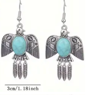 Stainless Steel Turquoise Earring and Pendant Necklace Set!