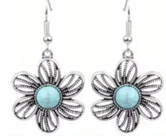 Stainless Steel Turquoise Earring and Pendant Necklace Set!