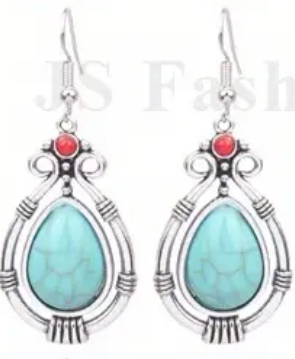 Stainless Steel Turquoise Earring and Pendant Necklace Set!