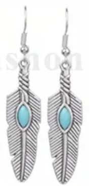 Stainless Steel Turquoise Earring and Pendant Necklace Set!