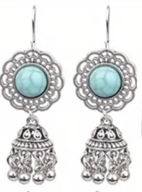 Stainless Steel Turquoise Earring and Pendant Necklace Set!