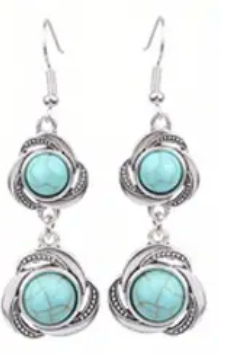 Stainless Steel Turquoise Earring and Pendant Necklace Set!