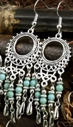 Stainless Steel Turquoise Earring and Pendant Necklace Set!