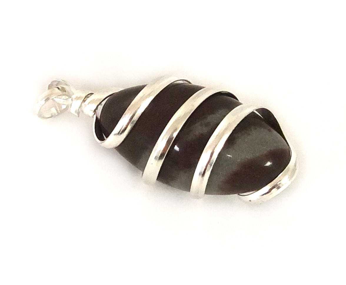 Shiva Lingam Wire wrapped Pendant. W/Chain