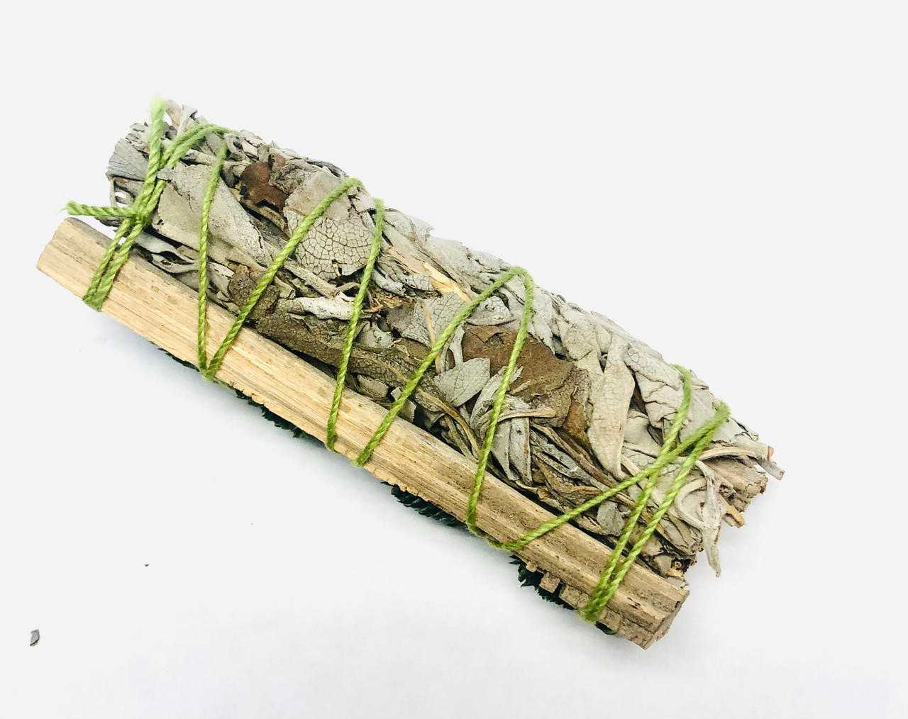 White sage smudge with Green Phalaris+ Palo Santo Stick 4"