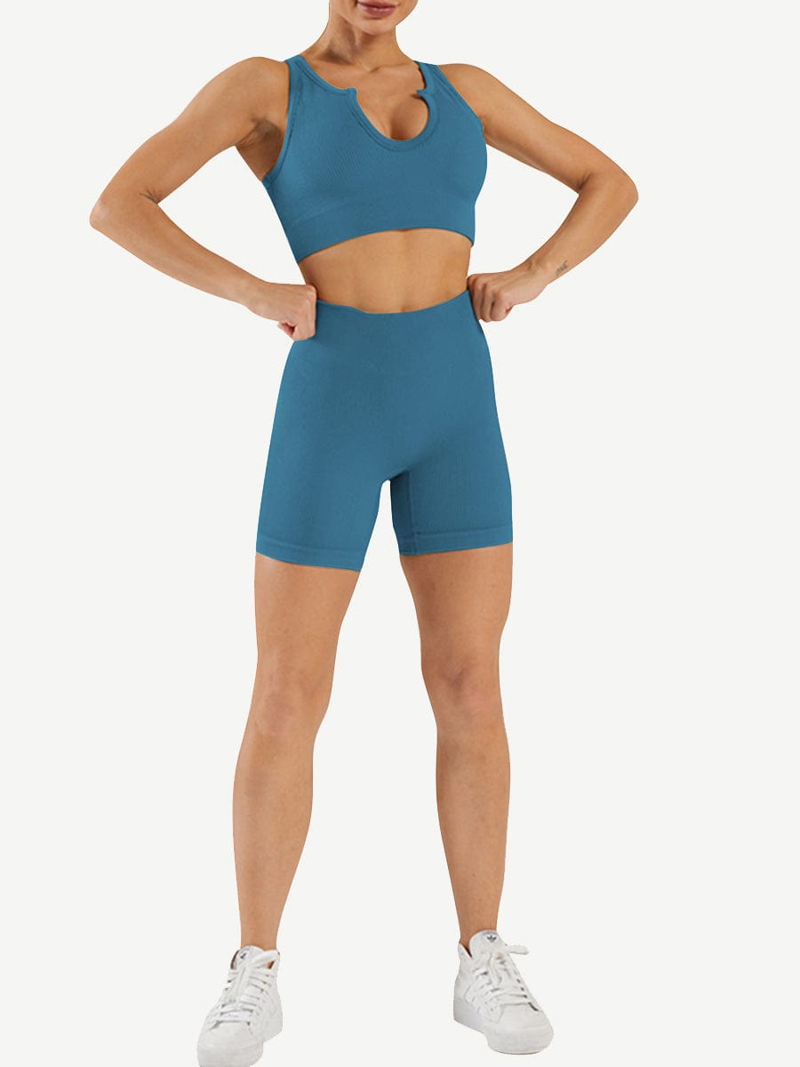 Wholesale Seamless Yogawear Suit Low Neckline Sleeveless Workout Clothes