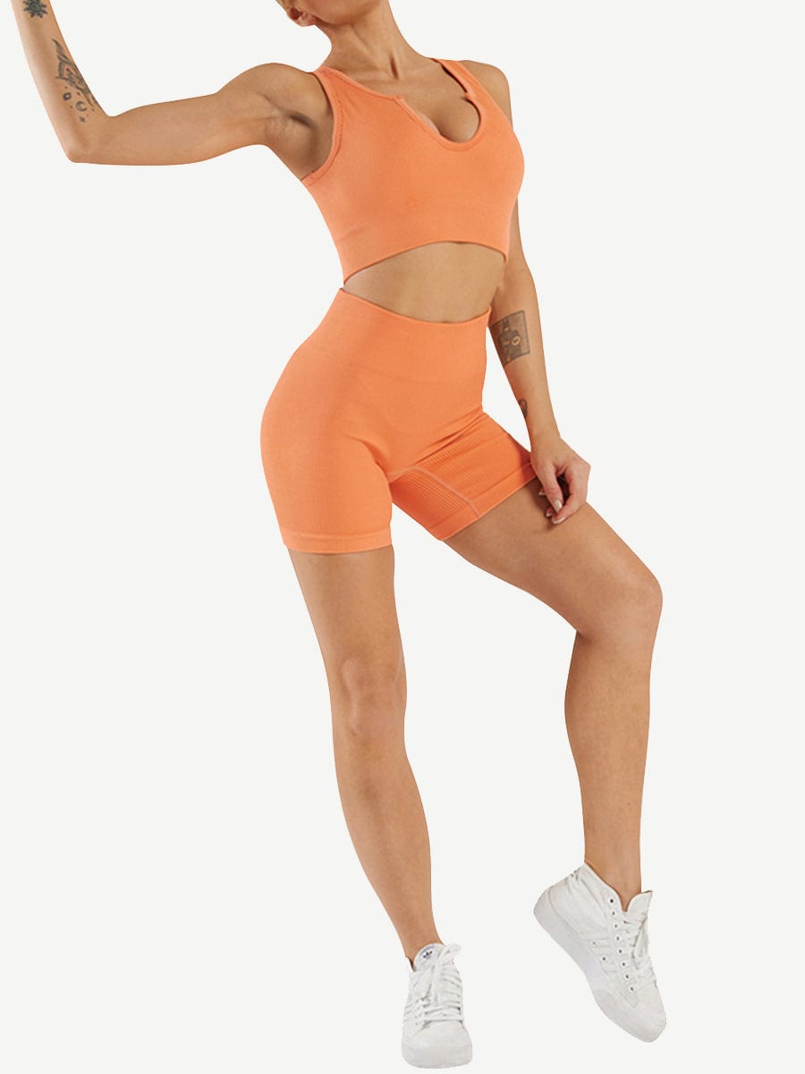 Wholesale Seamless Yogawear Suit Low Neckline Sleeveless Workout Clothes