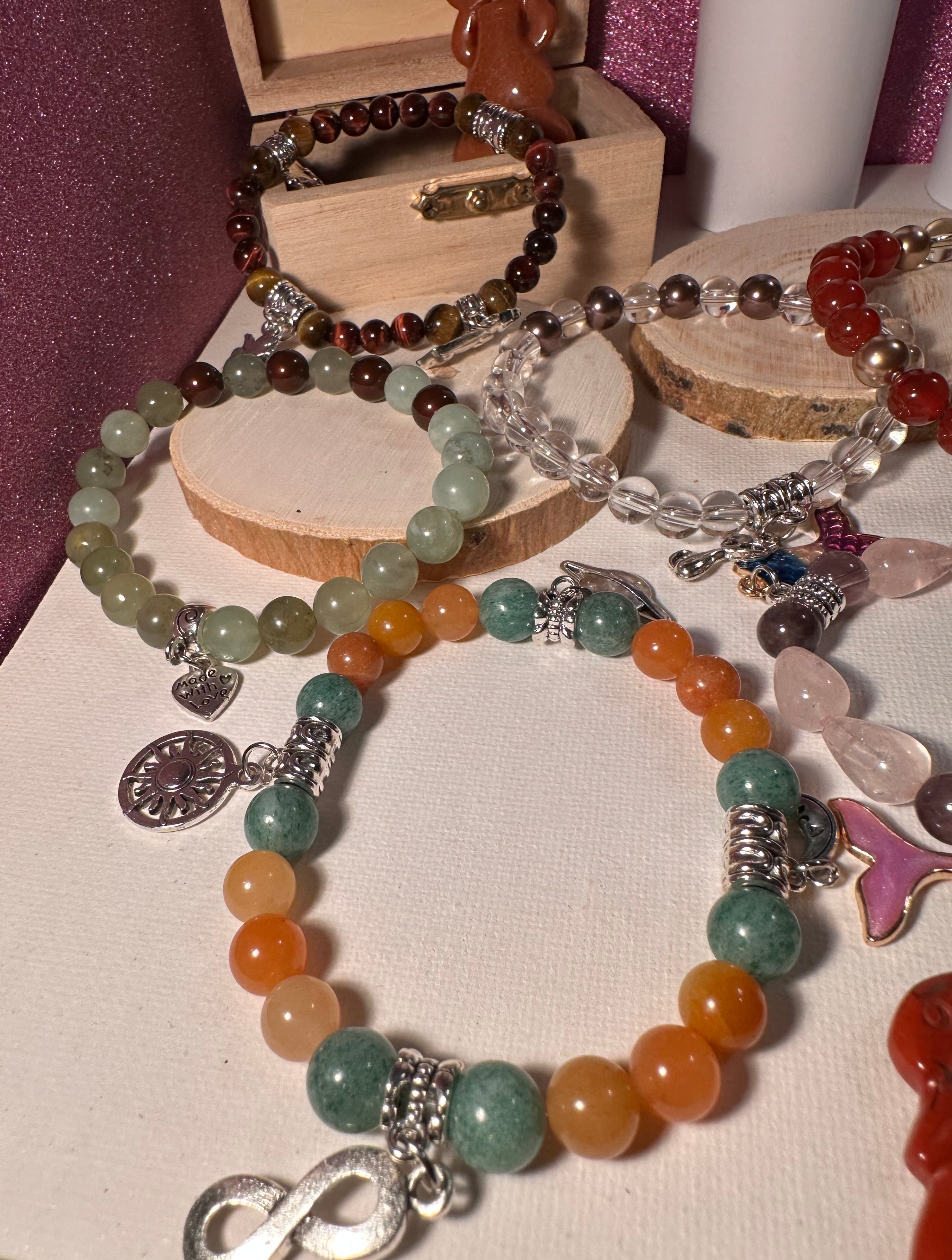 Jade Wealth & Good Fortune Charm Bracelet Healing Stones Energy Stones