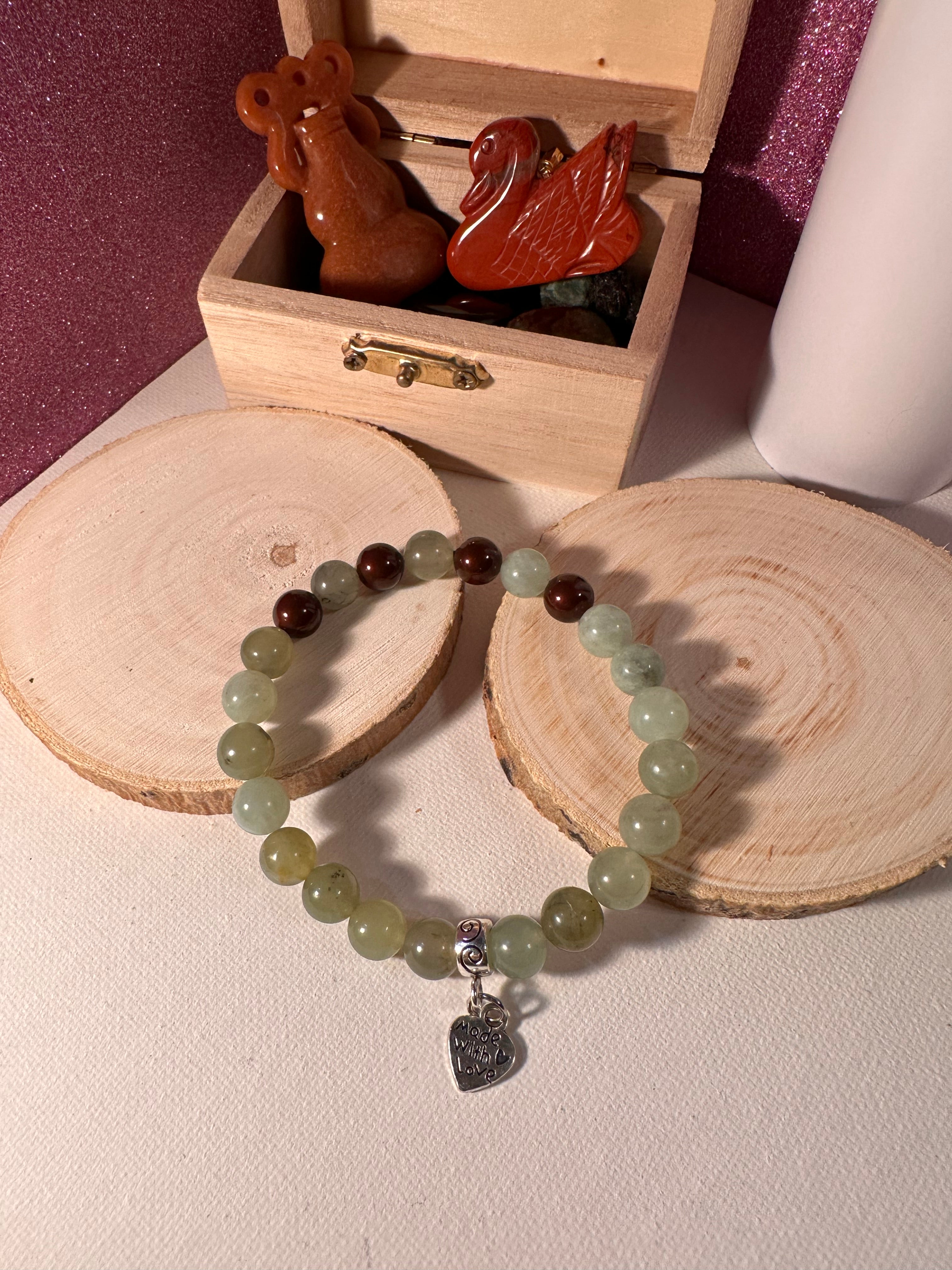 Jade Wealth & Good Fortune Charm Bracelet Healing Stones Energy Stones