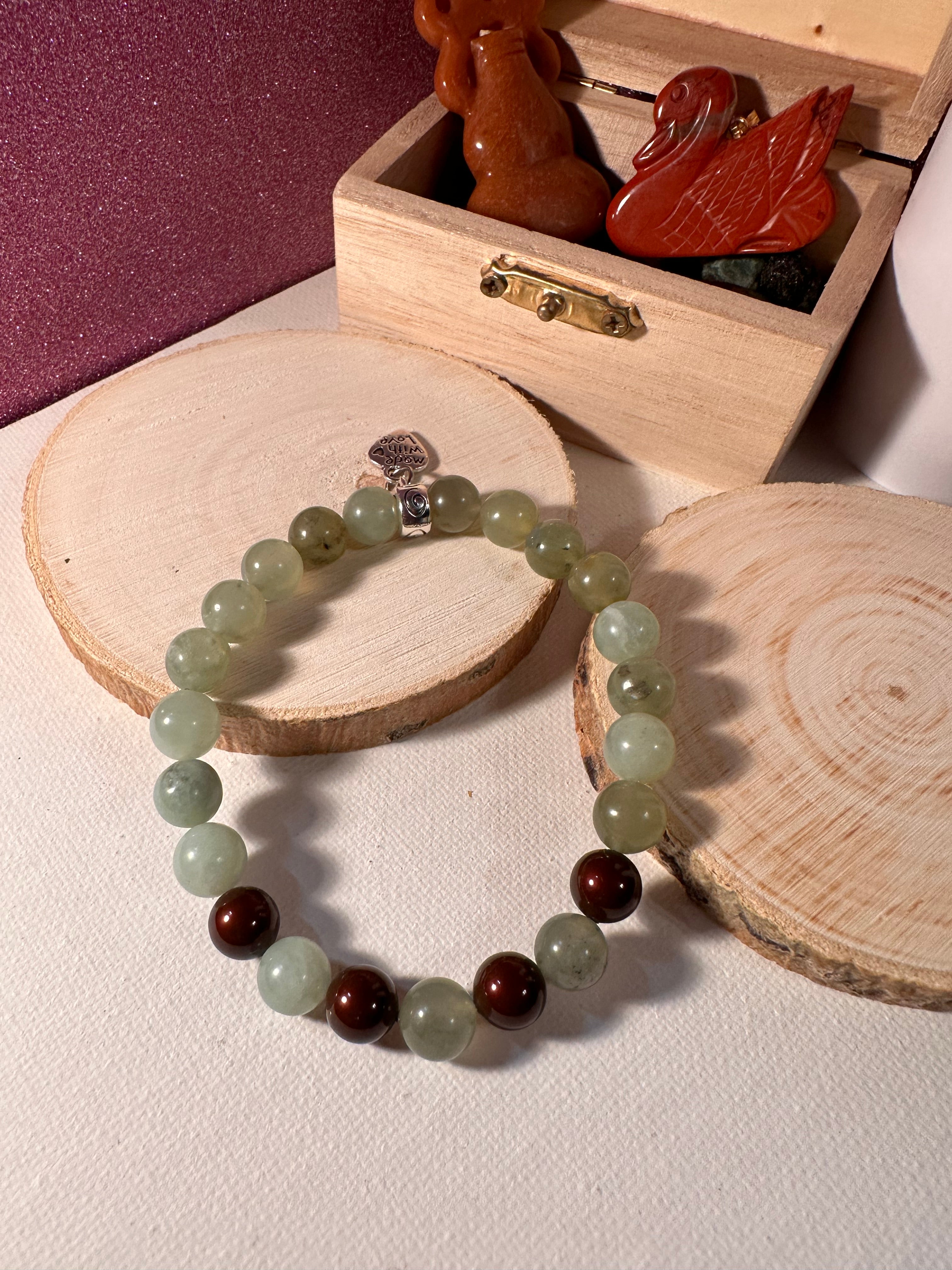 Jade Wealth & Good Fortune Charm Bracelet Healing Stones Energy Stones