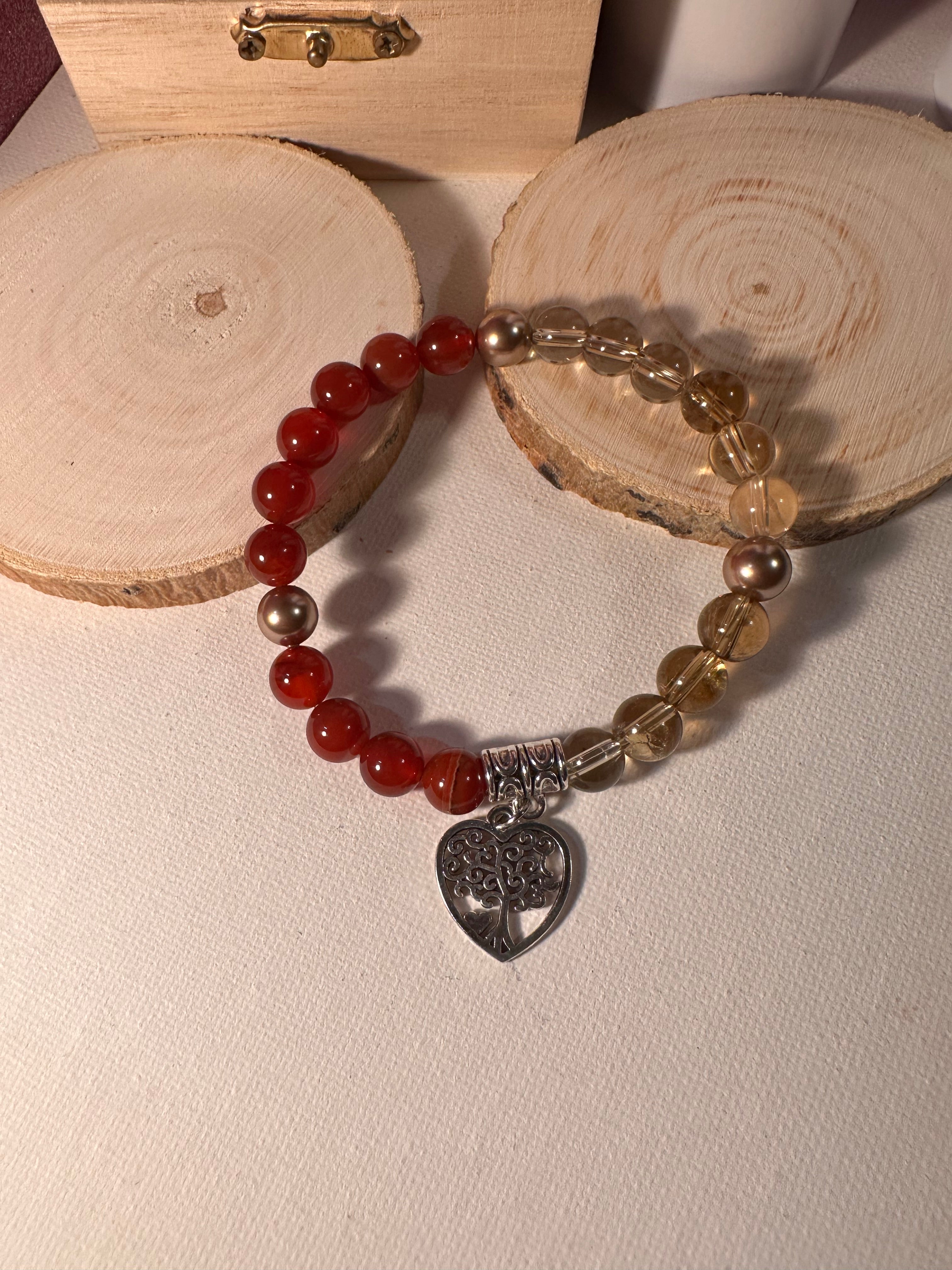 Carnelian & Citrine Creativity Motivation Charm Bracelet Healing Stones Energy Stones