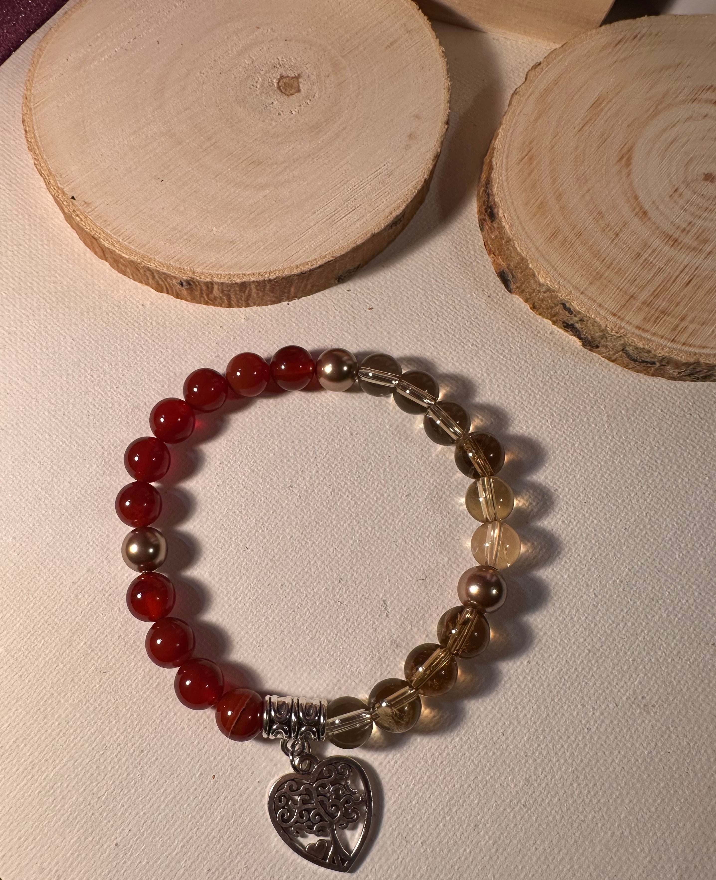 Carnelian & Citrine Creativity Motivation Charm Bracelet Healing Stones Energy Stones