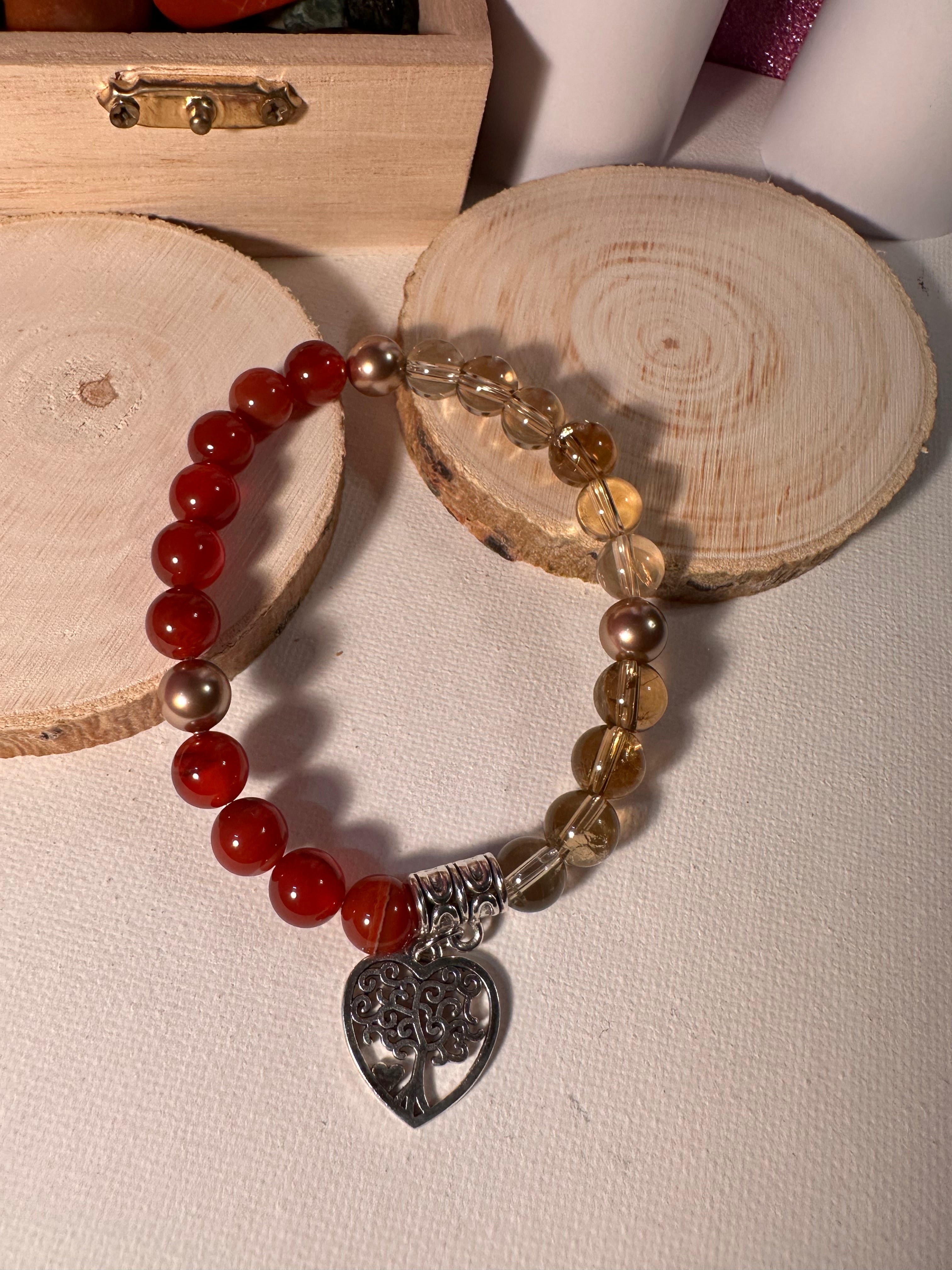 Carnelian & Citrine Creativity Motivation Charm Bracelet Healing Stones Energy Stones