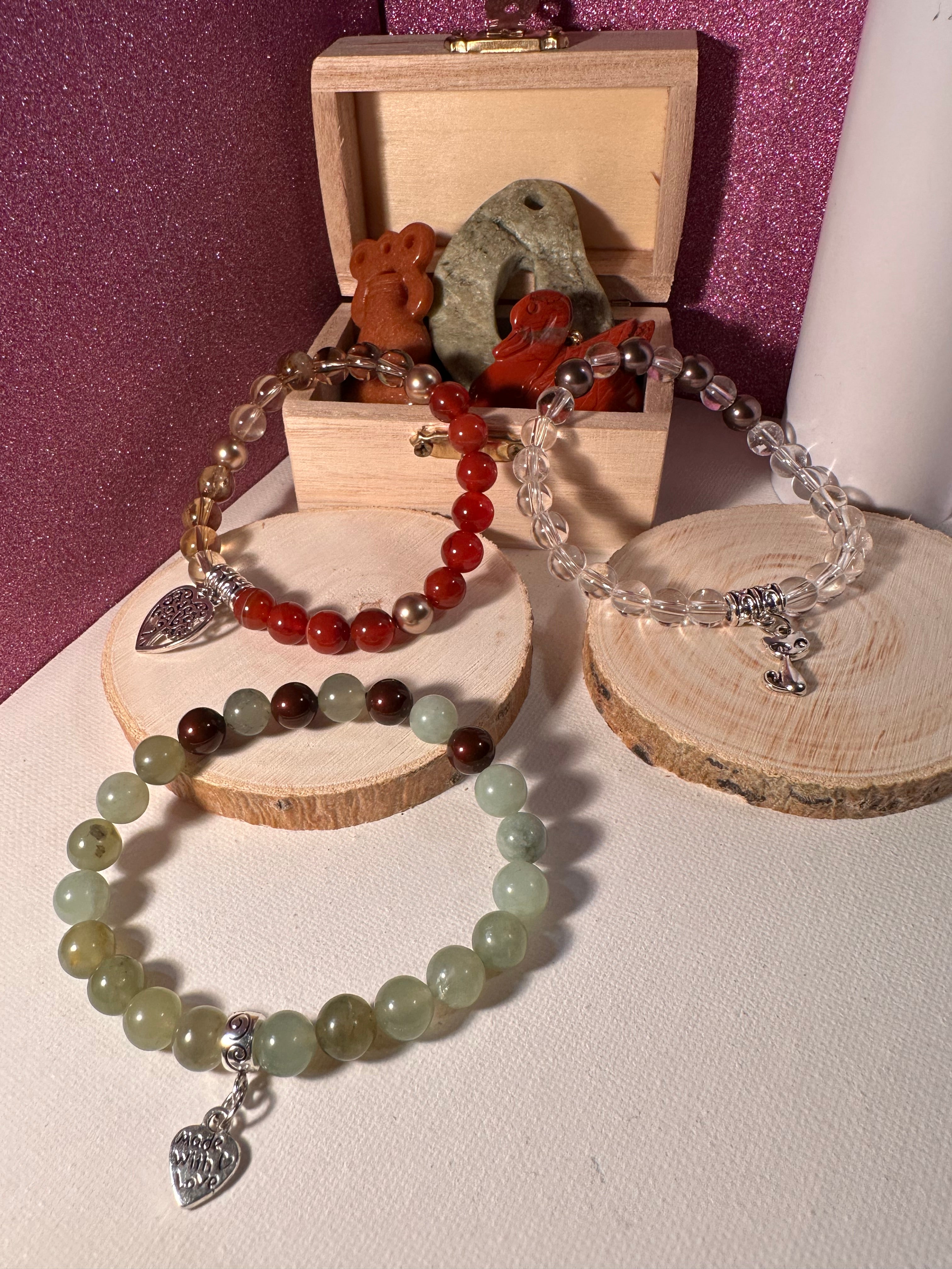 Jade Wealth & Good Fortune Charm Bracelet Healing Stones Energy Stones